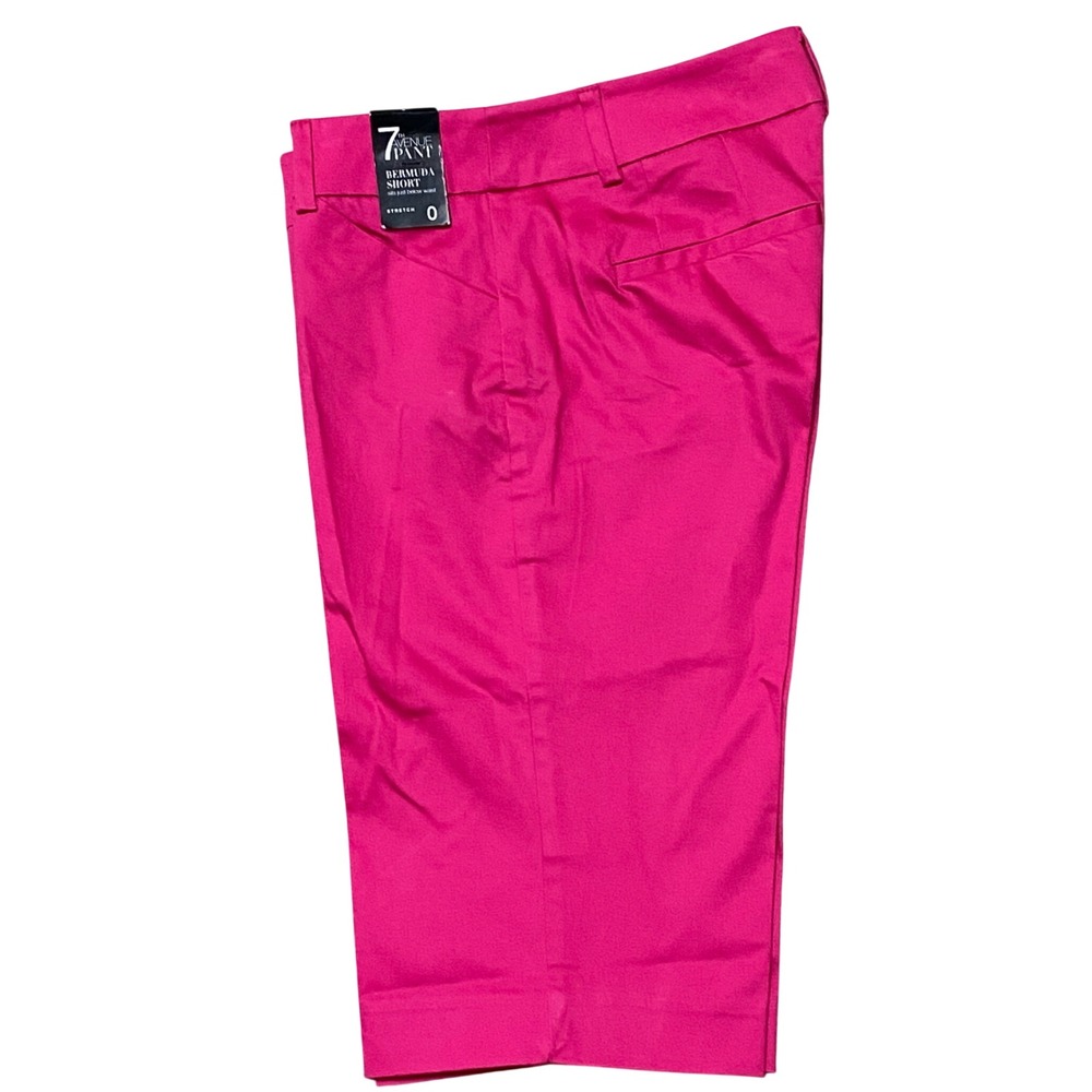 7th Avenue Pants Pink Bermuda Shorts Women Size 0‎ Stretch Sz 0 NWT - Picture 5 of 7